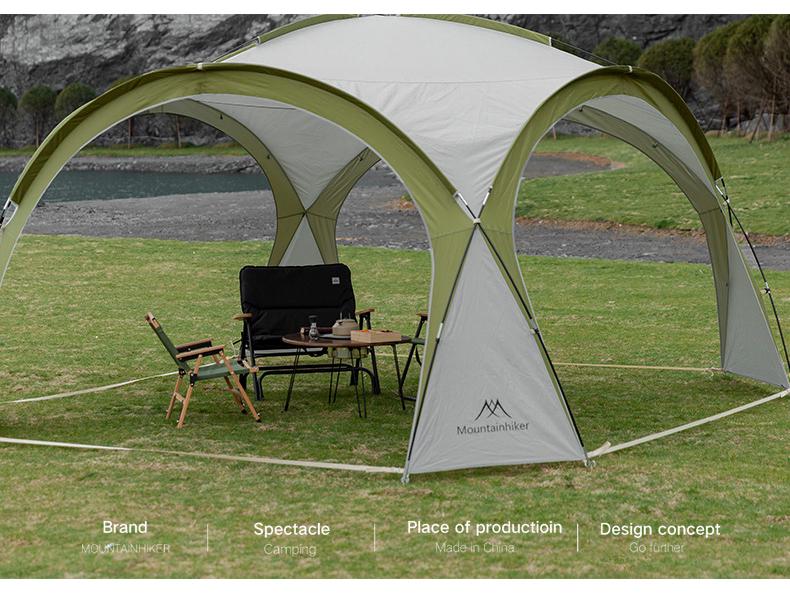 Namiot Kopułowy Górski: Duży namiot kempingowy zewnętrzny z osłoną przeciwsłoneczną i moskitierą na wycieczki samochodowe
