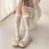 Spitzenbesatz Schleife Mädchenhafte Kniehohe Socken Japanischer Stil Lochmuster Ballett-Inspirierte Waden Stulpen Socken Doppeltrage-Design