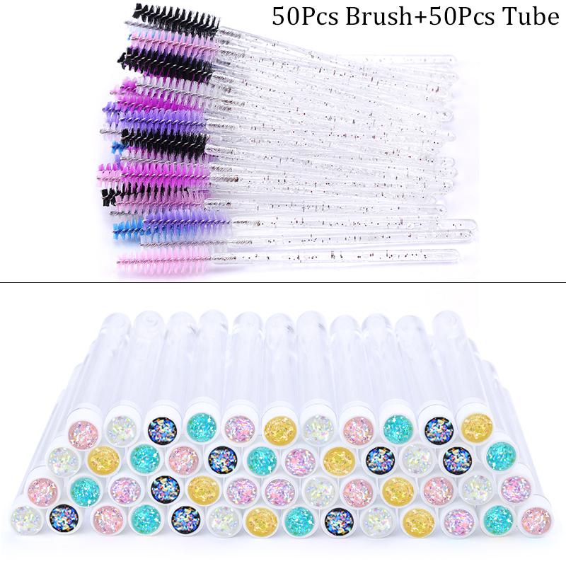 100 Stück Diamant Augenbrauenbürstenröhrchen Leer Wiederverwendbar Wimpern Mascara Stäbchen Hülle Austauschbare Kristall Wimpernbürste Staubdicht Make-up Werkzeug