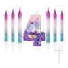 7pcs Girls Purple Mermaid Party Number 0-9 Cake Candles, 2.76 Inch Birthday Candle, Cake Topper Decoration for Birthday Party