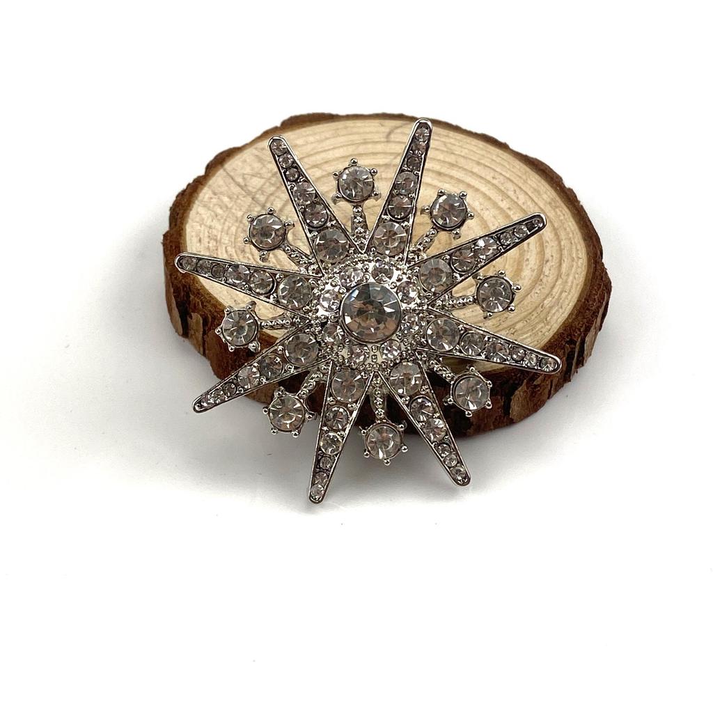 Gedi Star Brooch: Japanese & Korean Eight-Pointed Diamond Snowflake Pin for Women