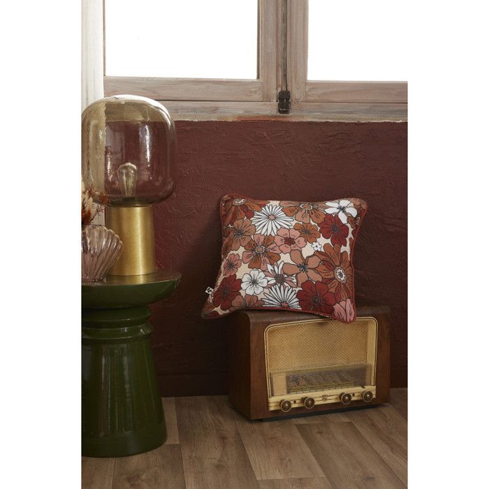 Coussin déhoussable réversible "Anna / Flora" toutes dimensions Gaze de Coton imprimée - Anna Terracotta - Housse de coussin 45 x 45