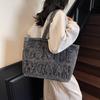 Denim large capacity tote bag women's 2025 temperament retro casual class commuter shoulder crossbody armpit bag
