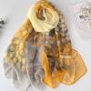 Pretty Gradient Leaves Women Foulard Elegant Chiffon Georgette Bandana Scarf Summer Beach Sun Protection 50*160cm