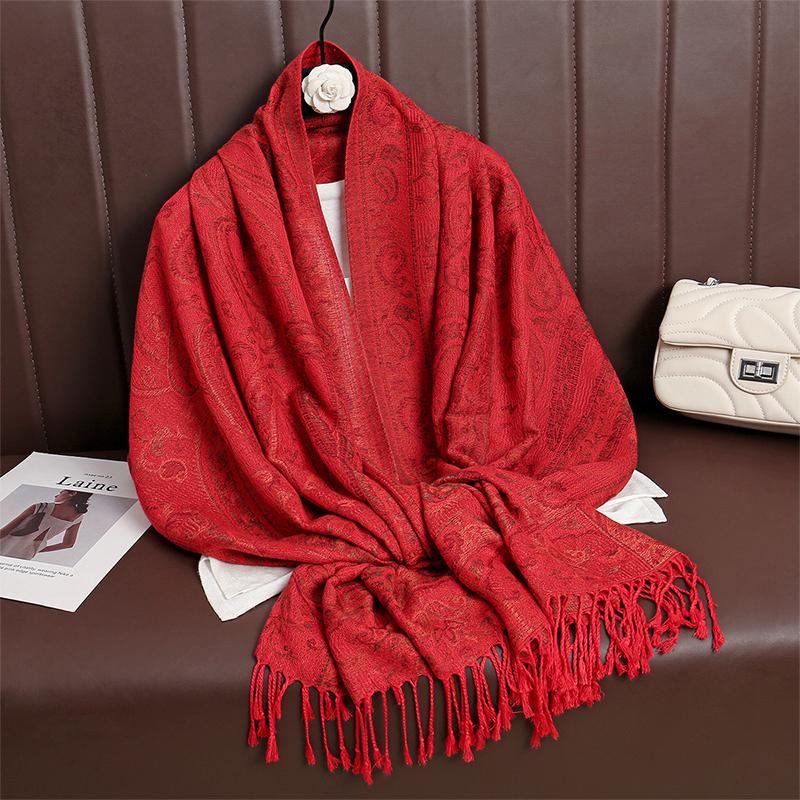 Women Paisley Scarf Cashmere Feeling Pashmina Shawls Tassel Hijab Head Wraps Femme Winter Scarves Foulard Bufanda