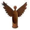 Garden Patio Ornament Decor Rusted Angel Candle Holder, Vintage Metal Tealight Candelabra, Decorative Holder for Windowsill Rustic Weather?Resistant