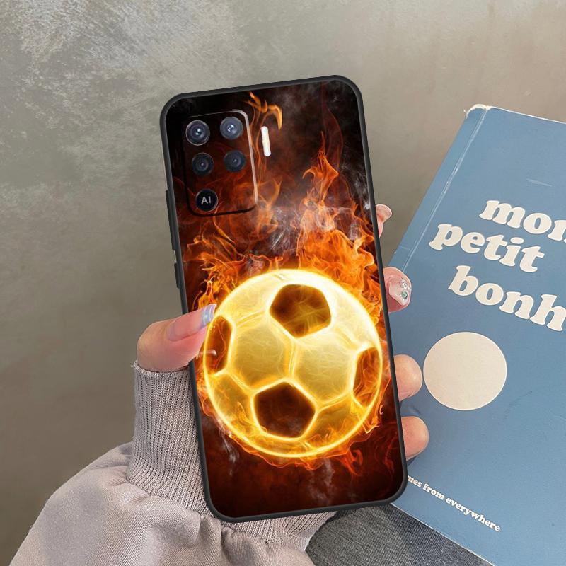 Fire Football Ball Soccer Case For Oppo A80 A40 A60 A98 A78 A18 A38 A58 A16 A76 A96 A17 A77 A74 A94 A54 A57S A15 Cover