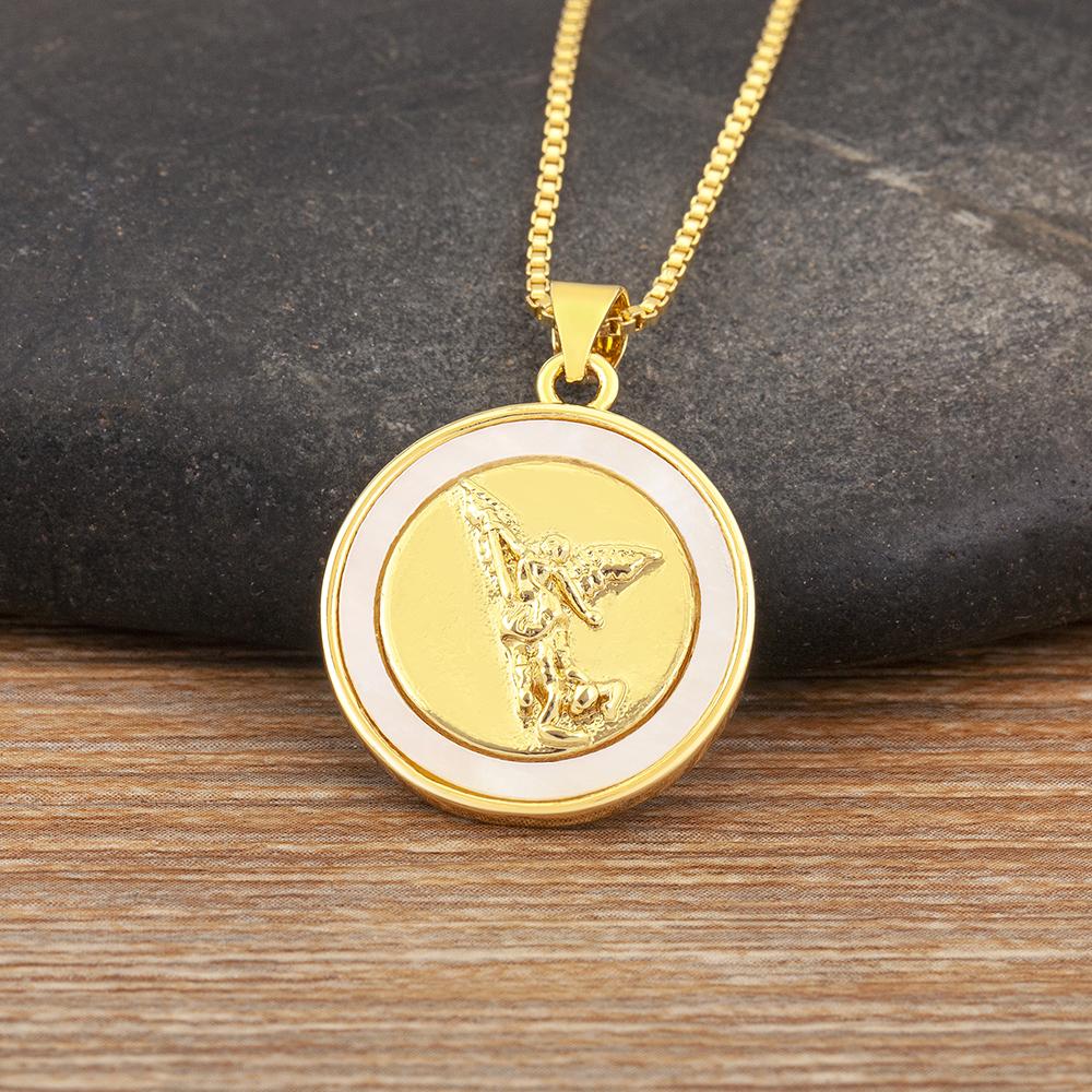 

Nidin New Design Retro Round Shape Charm Pendant Necklace 5 Styles Choice Religious Believer Chain Choker Jewelry Accessories
