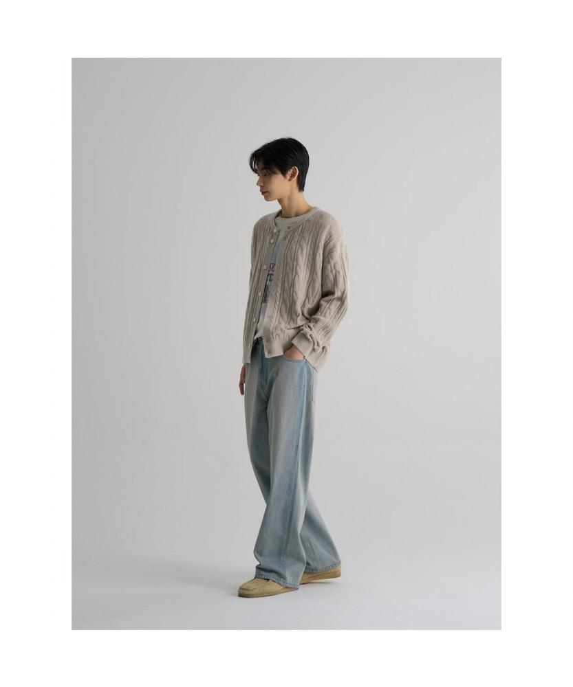 8seconds Lightweight Cable Round Cardigan Light Gray