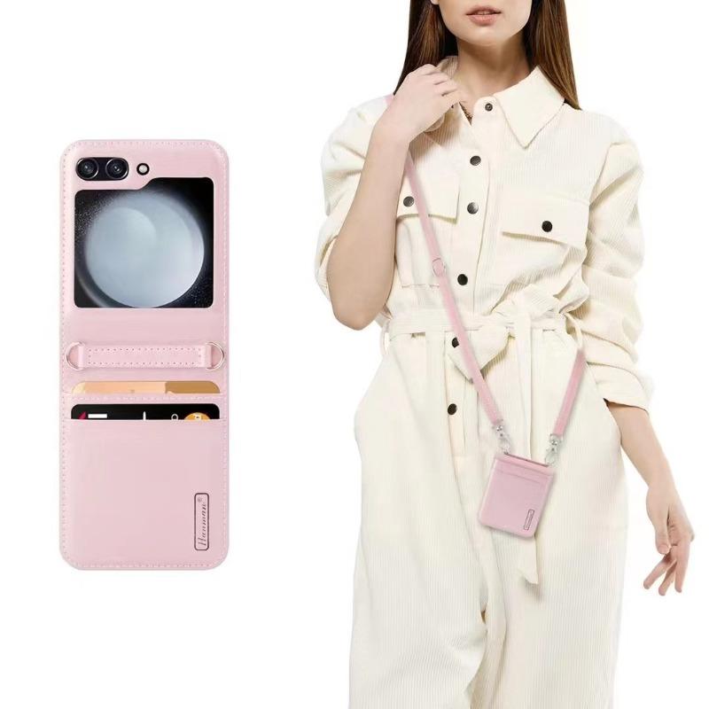 Crossbody Wallet with Card Holder Phone Case for Samsung Galaxy Z Flip 6 5 4 3 Flip6 Flip5 Flip4 Flip3 Leather Protective Cover