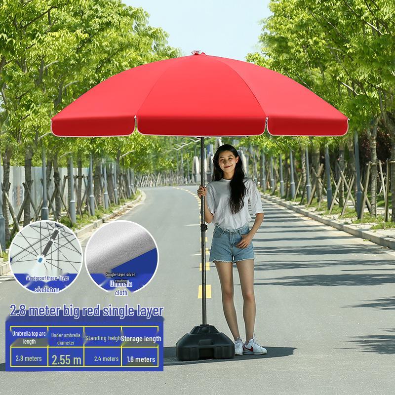 Großer Outdoor-Gewerbeschirm mit Doppelrippen - Sonnenschirm für Sonne, Werbung und Standnutzung