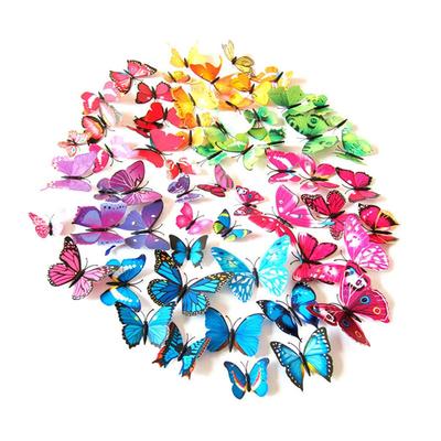 12pcs/set Colour 3D Butterfly Stereo Wall Decoration PVC Magnetic Refrigerator Sticker Simulated Butterfly Scene Layout TMZ