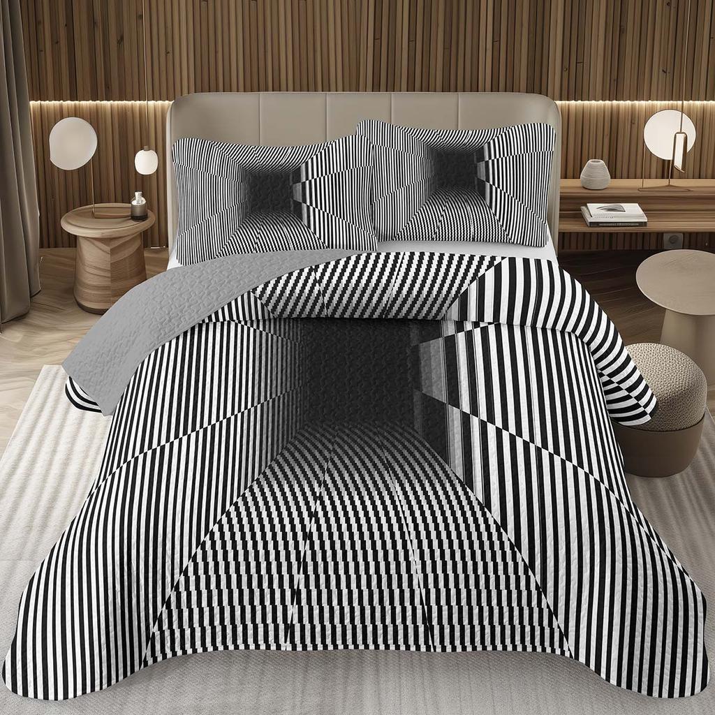 Grid Bedspread Black And White Checkered Bedding Set,Farmhouse Buffalo Plaid Coverlet Geometric Gingham Checkerboard Bed Cover