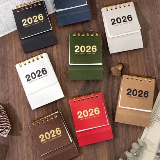 Mini Desk Calendar 2026 Standing Flip Small Desktop Calendar Jan.2026 to Dec 2026 12 Monthly Calendar with Twin-Wire Binding for Home Office School