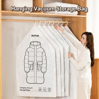 1PCS Hanging Vacuum Storage Bags PET+PE Space Saving Clothes Organizer Down Coat Wardrobe Protector Household Supplies