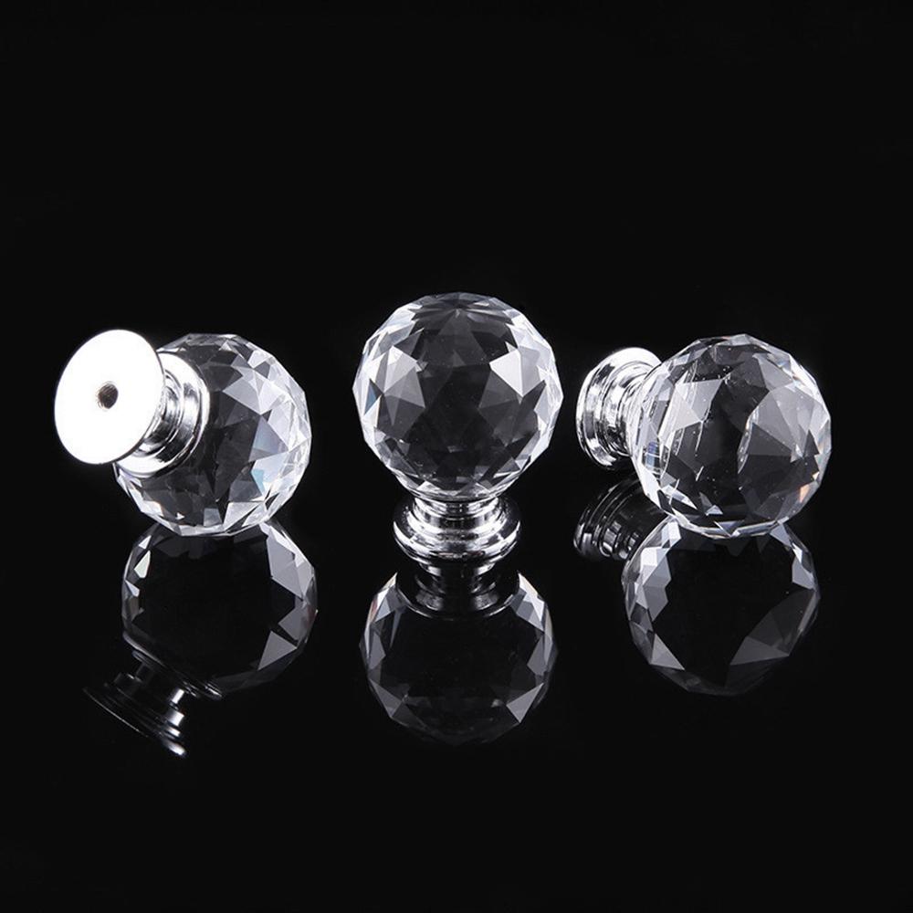 Cabinet Pull Knob Crystal Glass Ball Wardrobe Handles Hardware 20-30mm