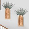 2pc Wooden Wall Vase Wall Mounted Vase Arched Decorative Hanging Planter for Living Room Bedroom & Home Wall Decoration