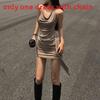 Summer Knit Fabric Slip Dress With Wrinkle Details For Petite Women