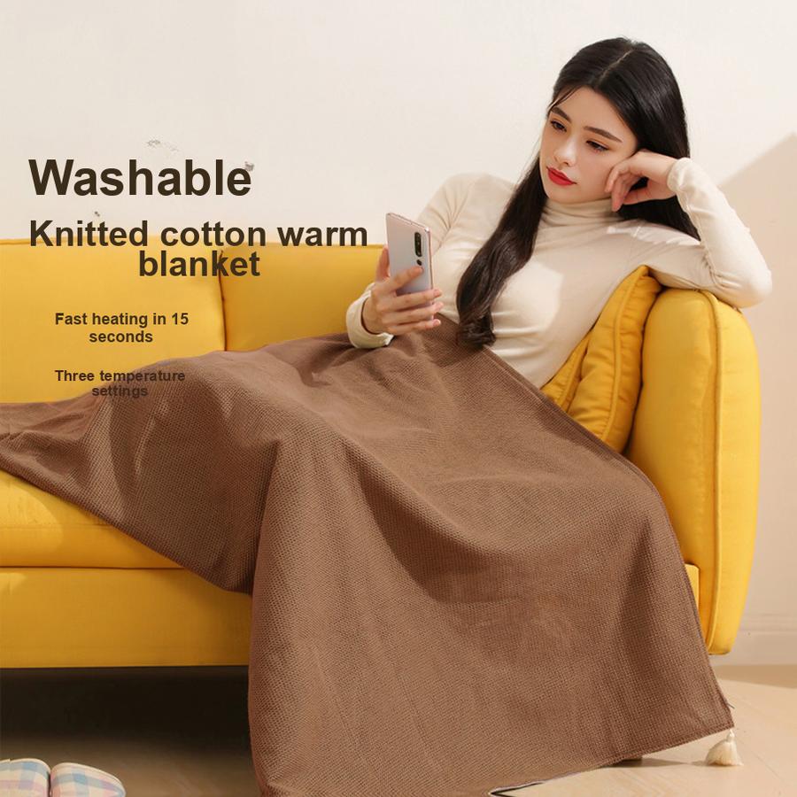 Hot Sale Portable Electric Heated Travel Blanket with USB Charging for Outdoor Use, Office Warming Blanket Without Power Bank