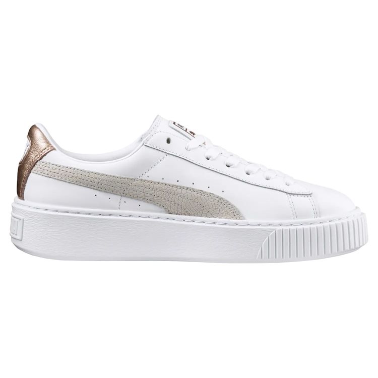 Puma Basket Platform Euphoria Synthetic Leather Low-Top Sneakers Women Sneakers White 366814-02