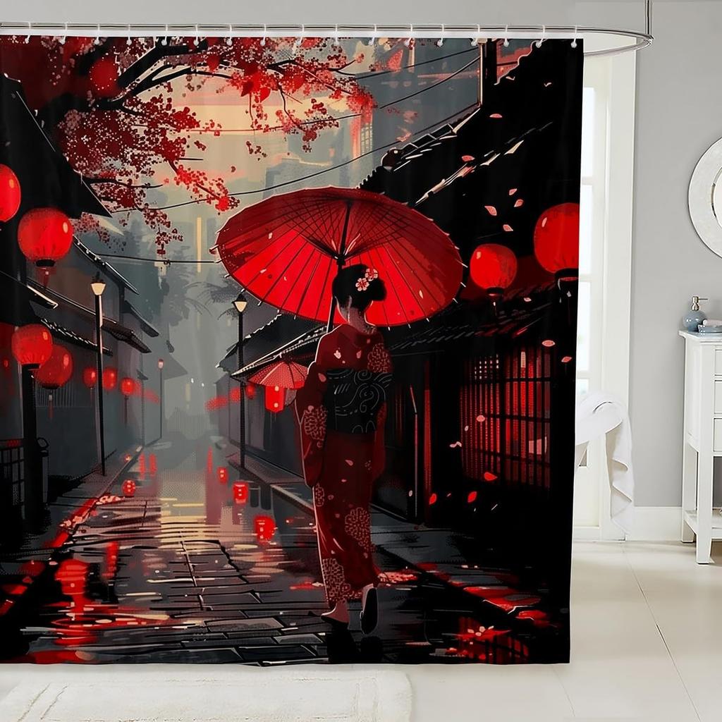 Samurai Fabric Shower Curtain Japanese Style Shower Curtain for Kids Boys Girls Vintage Dragon Bathroom Waterproof Accessories