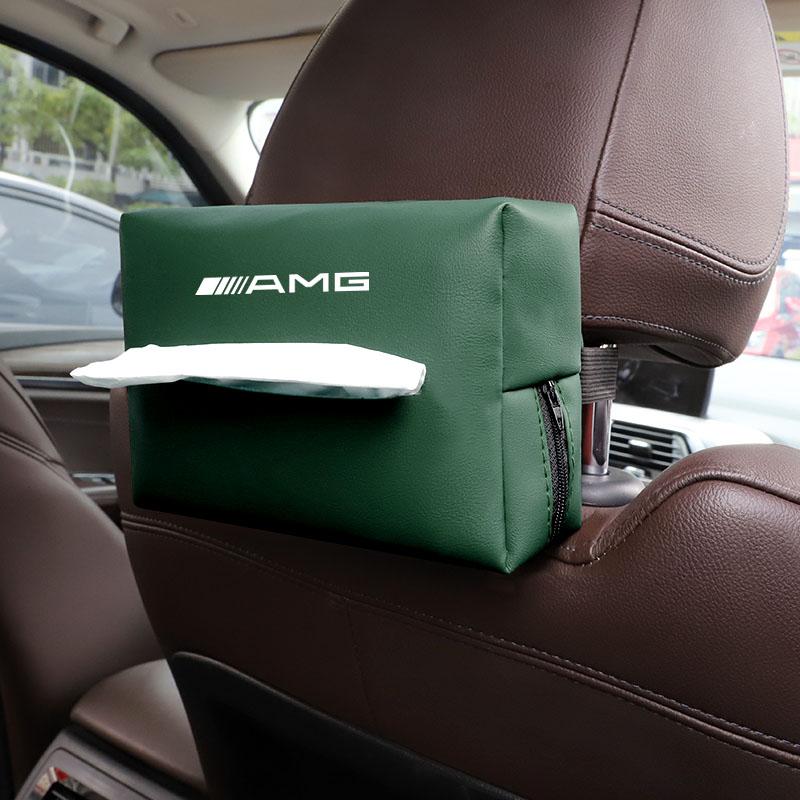 Car Tissue Box Sun Visor Seat Back Paper Towel Storage Bag Keychain For Mercedes Benz AMG W206 W204 W205 W212 W213 W221 W222 W22 AX1
