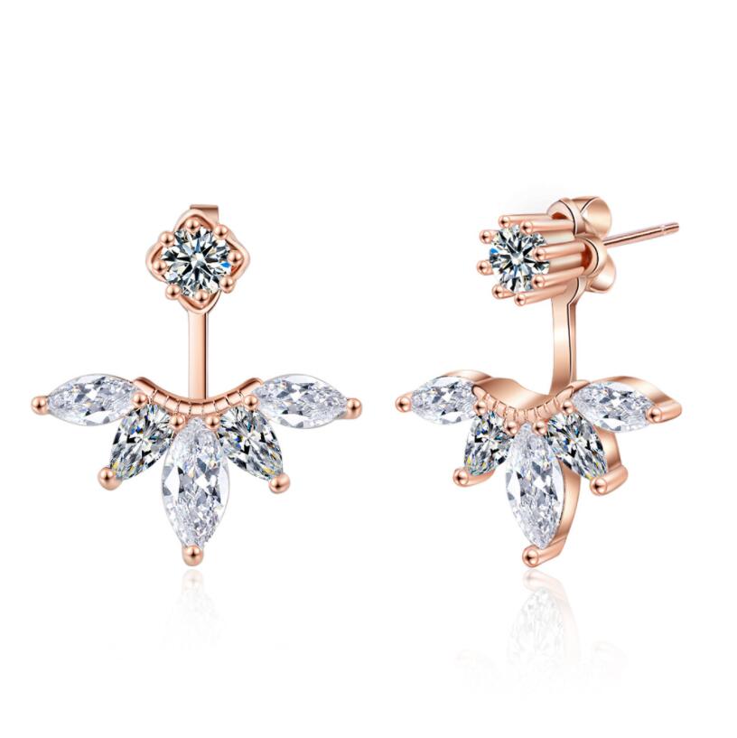 

Smile D Color Moissanite Piercing Stud Earrings Crawler 14K Gold Plated 925 Silver Women Hypoallergenic Jewelry Яскраво-рожевий