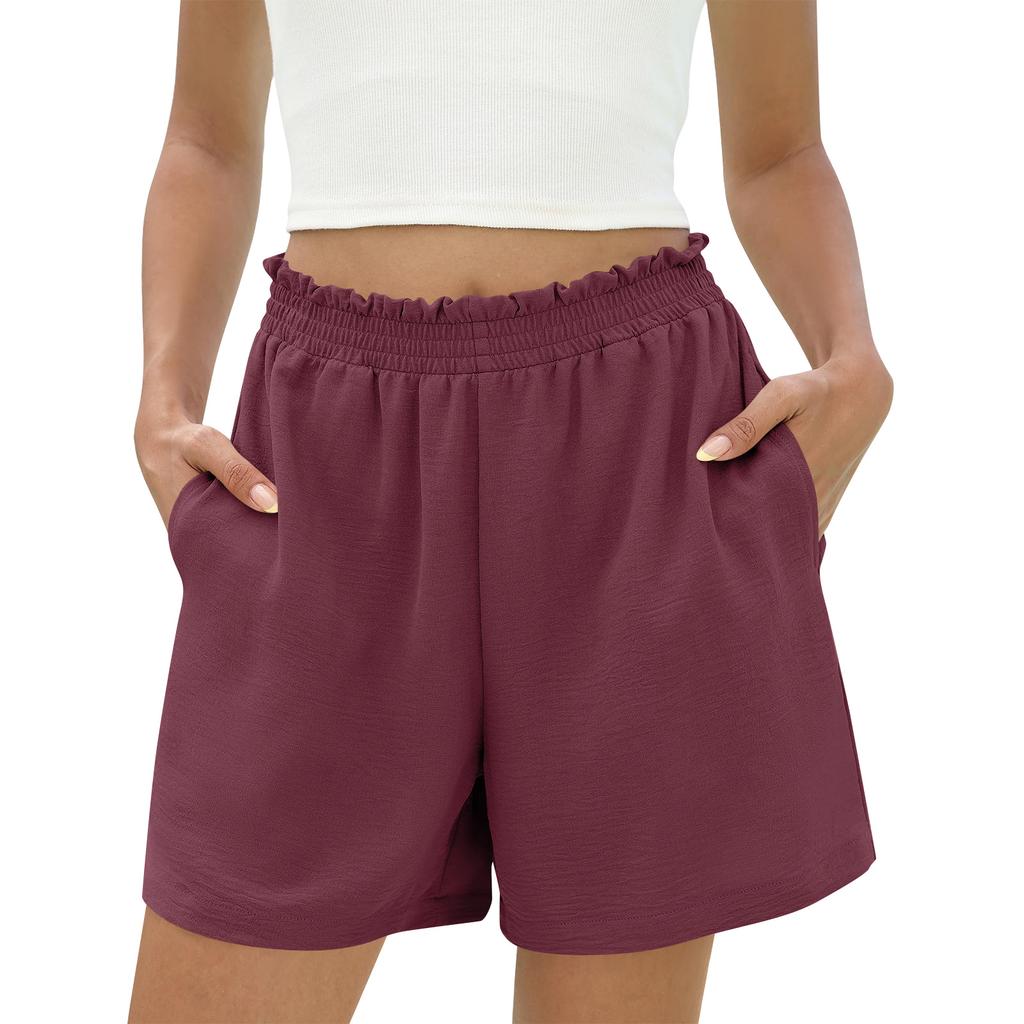 Shorts For Women Casual Summer High Waisted Wide Leg Beach Vacation Shorts With Pockets