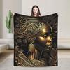 African Art Black And Gold Knitted Blanket Velvet  Super Soft Throw Blankets for Home Couch Bedroom Quilt