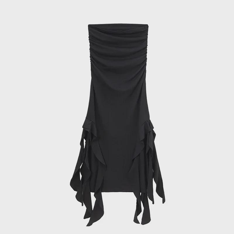 2024 Spring/Summer European-American Trend One-Shoulder Tube Top Slim Fit Irregular Dress for Women