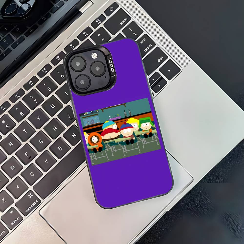 Custodia per Telefono Divertente Cartone Animato S-South-P-Park Per iPhone 17,16,15,14,13,12,11,Pro,XS,Max,Plus,Mini,SE4,E Nera Opaca Cover Antiurto