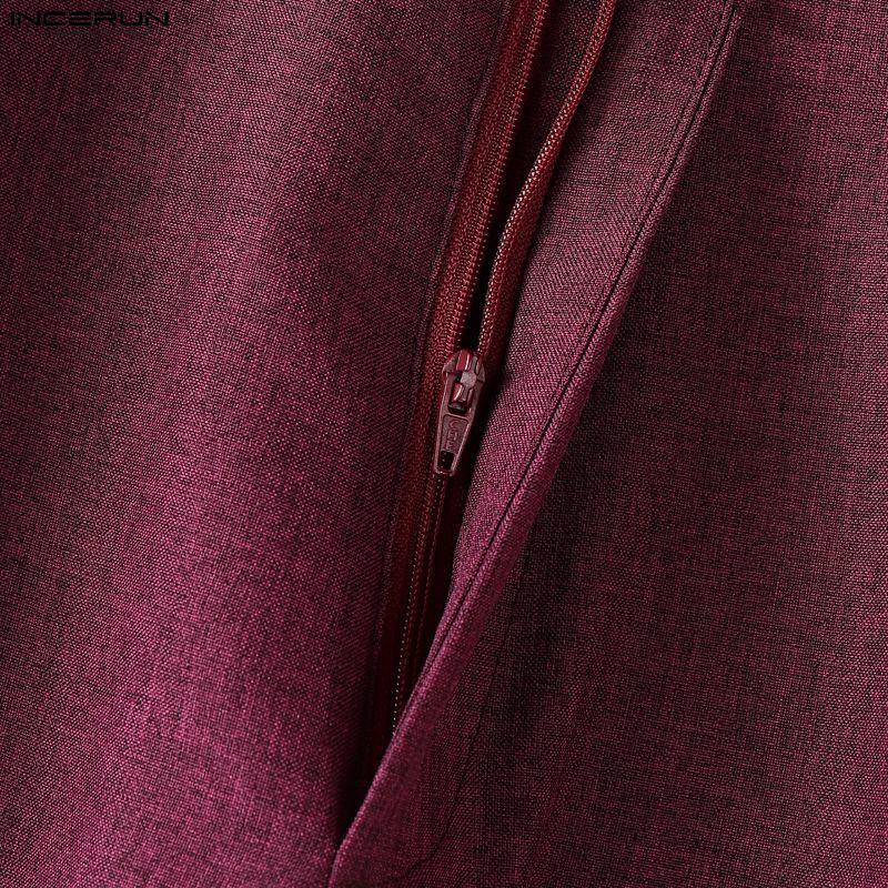 INCERUN Two Pieces Outfits Men Long Sleeve Thin Blazer Long Straight Pants Loose Sets