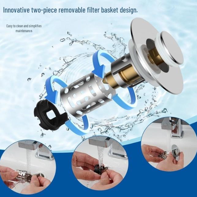 Universal Anti-Clog Bounce Filter Drain Stopper for Wash Basins