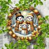 Snowman Family of Three Metal Wall Art 7.87x7.87 Inch Round Tin Sign Holiday Bar Cafe Decor