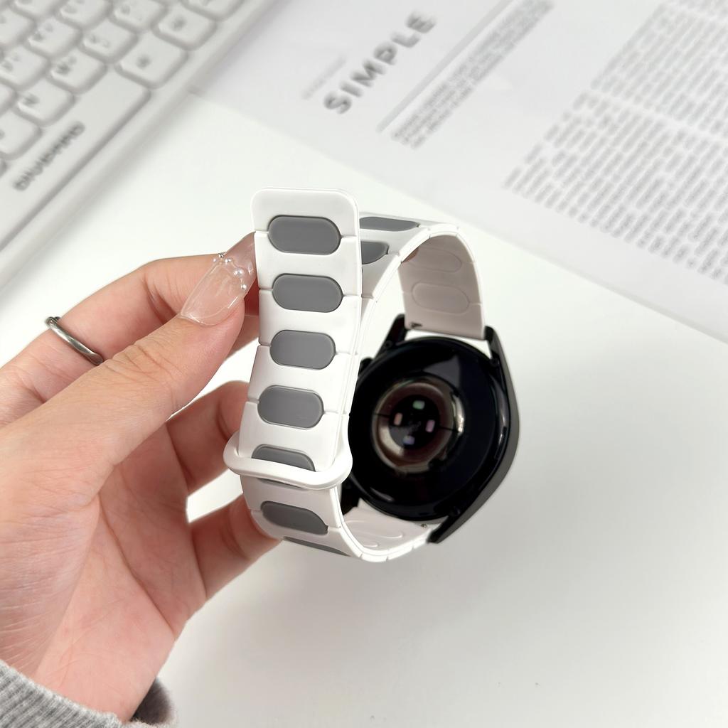 22mm Oval Design Magnetic Strap for Huawei Watch GT 6 Pro 46mm/Oppo Watch X/X2/4 Pro Silicone Watch Band Dual Color