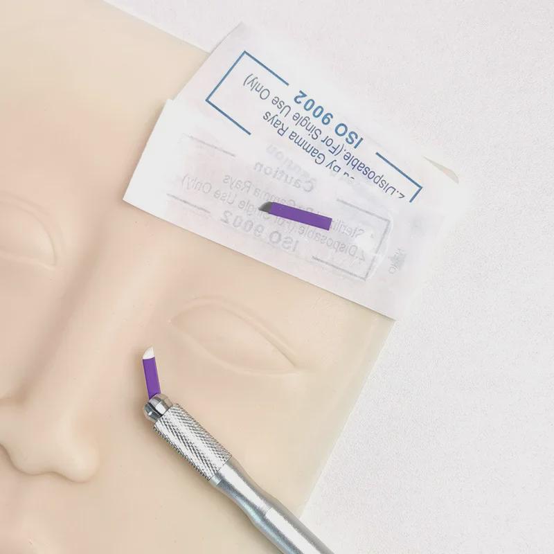 0.15mm Purple Eyebrow Embroidery Needles: 14 & 18 Needle for Eyebrow Tattoo, Eyeliner, Hairline