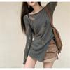 Irregular women's new retro temperament knitted sweater long hollow bottoming top