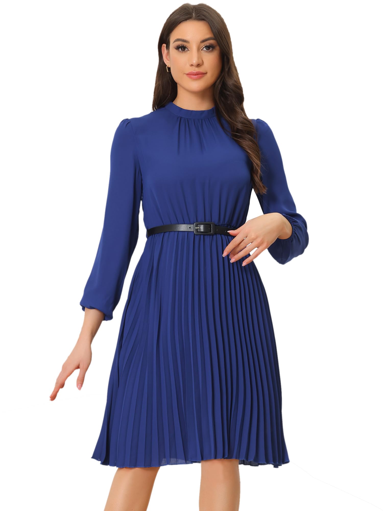 

Allegra K Women s Royal Blue Shirt Dress, Midi Dress, Workwear, Long Sleeve Pleated, Size XS
