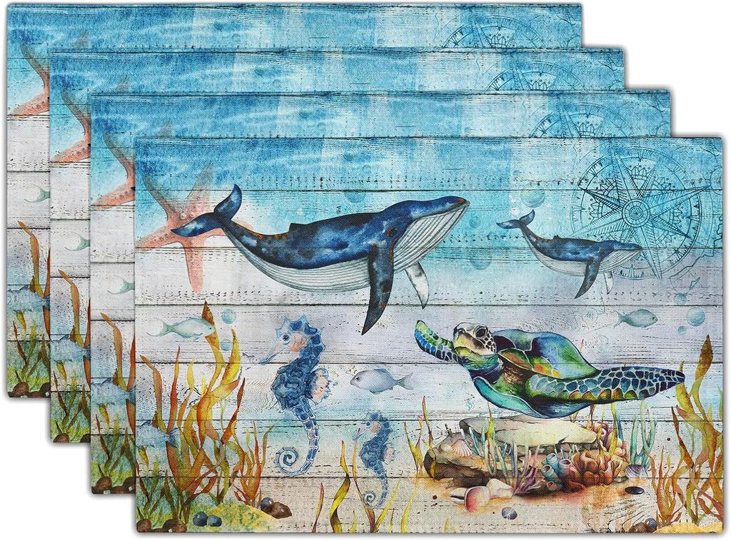 Animal Print Linen Placemat Rabbit Parrot Dragonfly Pattern Desktop Decorations Tableware Non-slip Heat Insulation Mat