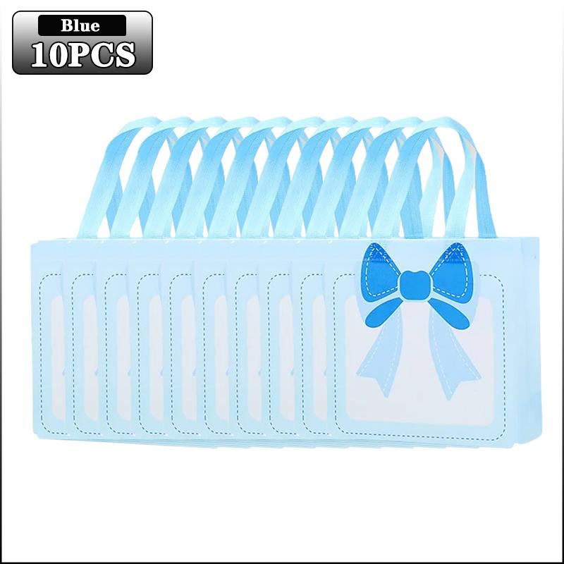 

10 шт. Подарочные пакеты с бантом, многоразовые пакеты для упаковки подарков для выпускного, дня рождения, Хэллоуина, Рождества, сувениры для вечеринки, упаковочные материалы синий