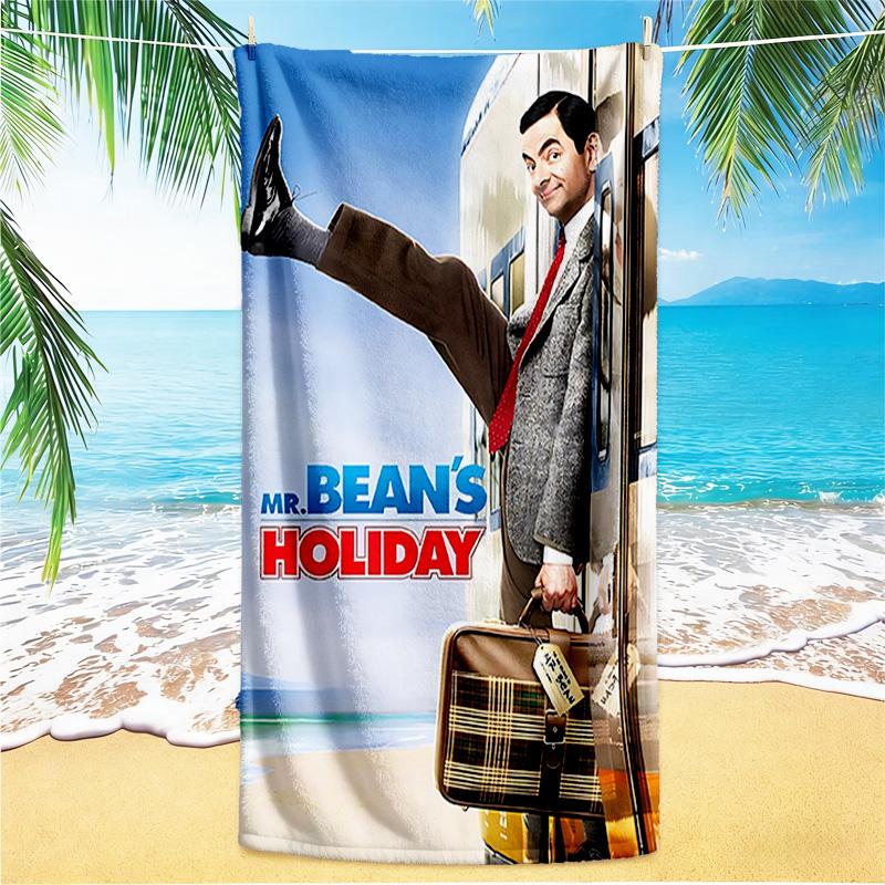 1pz Asciugamano da Spiaggia Mr Bean in Giro per il Mondo, Asciugamano da Spiaggia Assorbente ad Asciugatura Rapida, Asciugamano da Spiaggia per Sport all'Aperto e Nuoto, Morbido e Confortevole Y73043