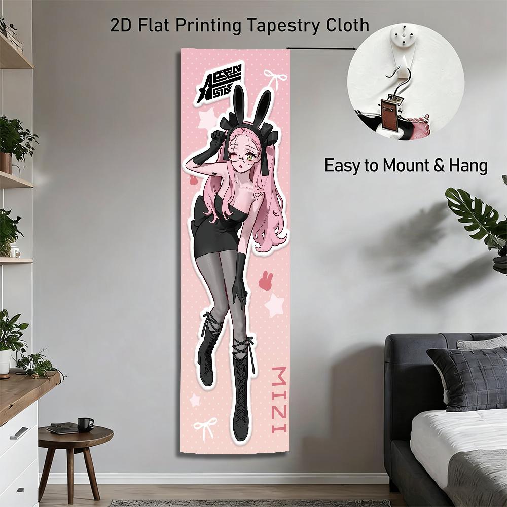 A-Alien Stage Ivan & Mizi Bunny Girl Long Tapestry, Vertical Anime Wall Hanging For Bedroom, Door, Otaku Room Decor