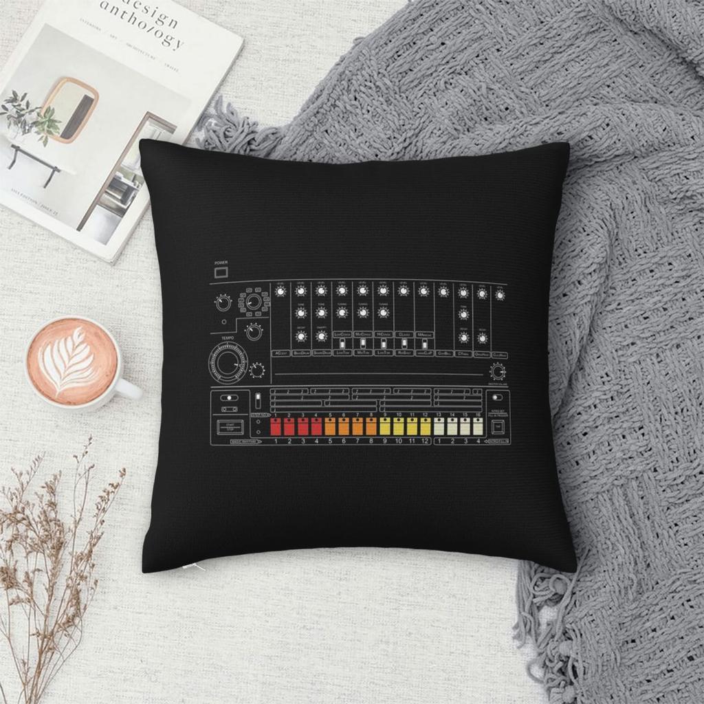 808 Vintage Drum Machine For Electronic Musician Square Pillowcase Pillow Cover Cushion Throw Pillow for Home Sofa Living Room