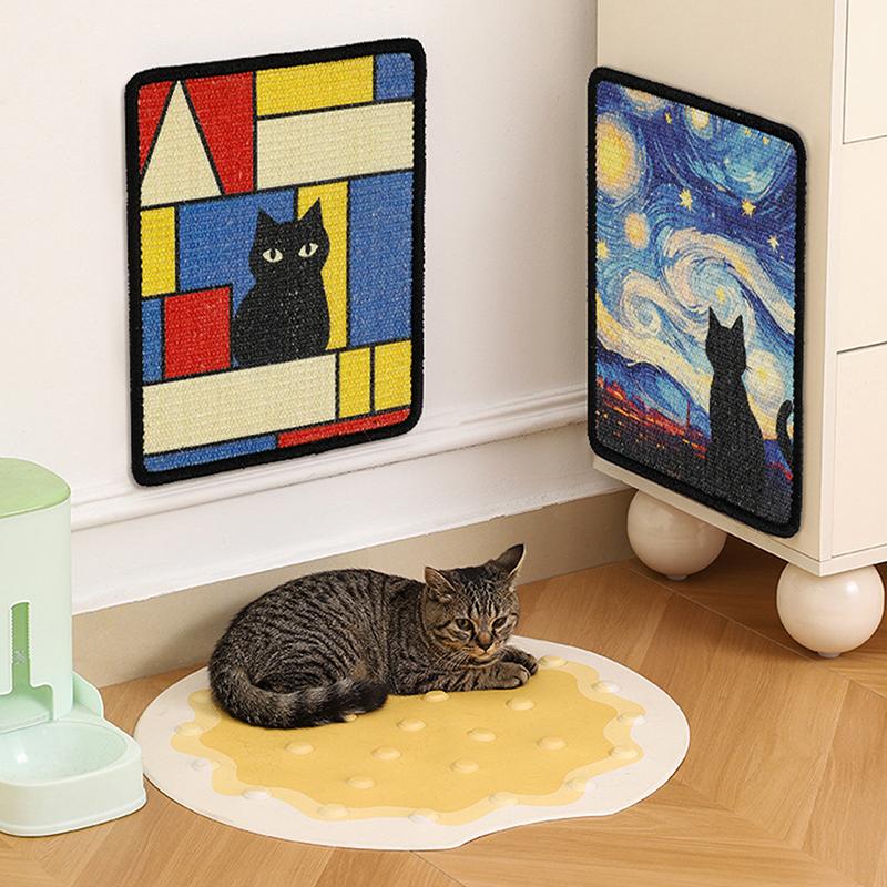 Tiragraffi da Parete Resistente Bordi Cuciti Tessuto Morbido Per Spazio Gioco Artigliamento Interno Design Salvaspazio Per Gatto