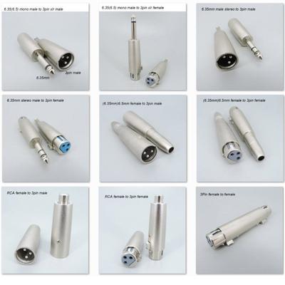1pcs Audio Metal Microphone 3pin XLR Male Female To 1/4" 6.35mm 6.5 Mic Mono RCA Male Female Stereo Transform Converter Adapter