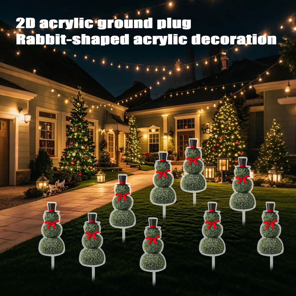 Snowman Shape Acrylic Ground Plug, Suitable For Christmas Porch Decoration Outdoor And Indoor