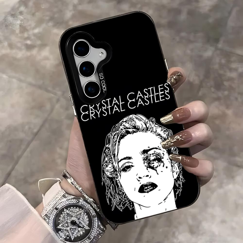 

Band C-Crystal Castles Phone Case For Samsung S25 Ultra S23 S22 S21 S20 Ultra Plus S24 Fe A54 A55 Color Silver Cover Samsung S23 Plus