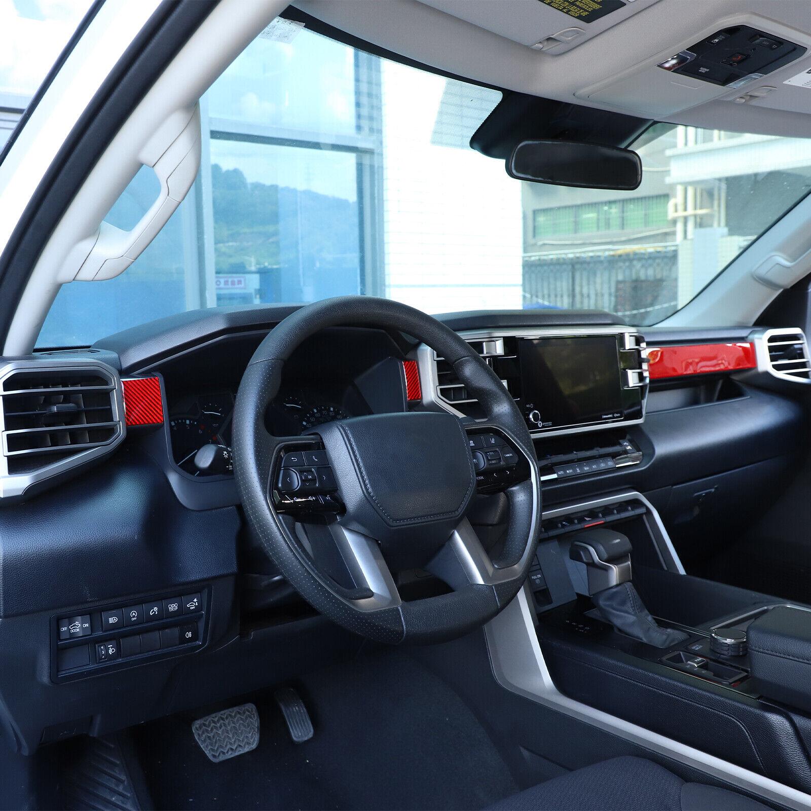 Red Carbon fiber Center Dashboard Cover Trim Sticker For Toyota Tundra -24