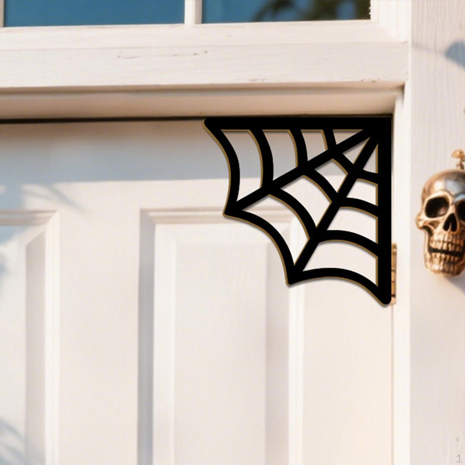 

Хэллоуин Угловая табличка на дверь Декор паутина, Деревянное украшение в виде рамки ужасов на самоклейке для