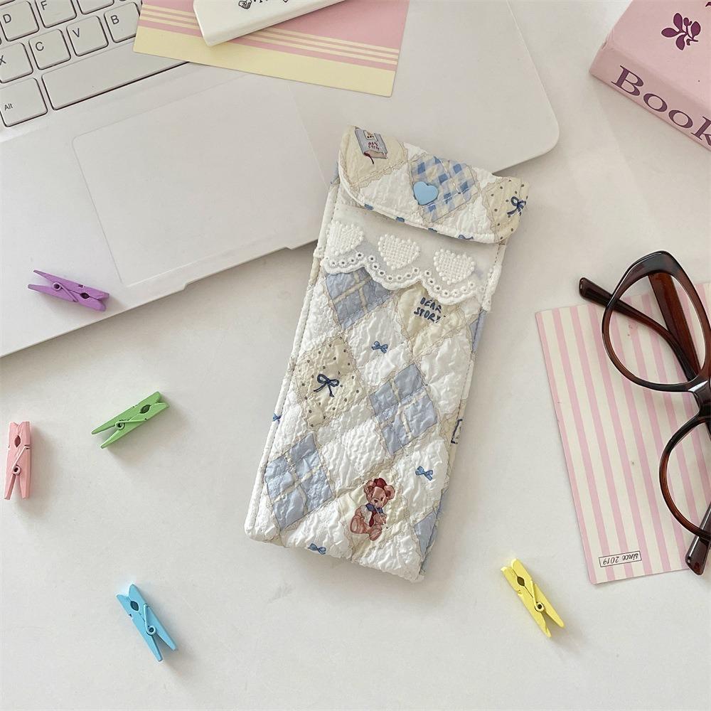 Sweet Cute Pencil Case Korean Style Lovely Eyeglasses Case Lightweight Lipstick Bag Girls